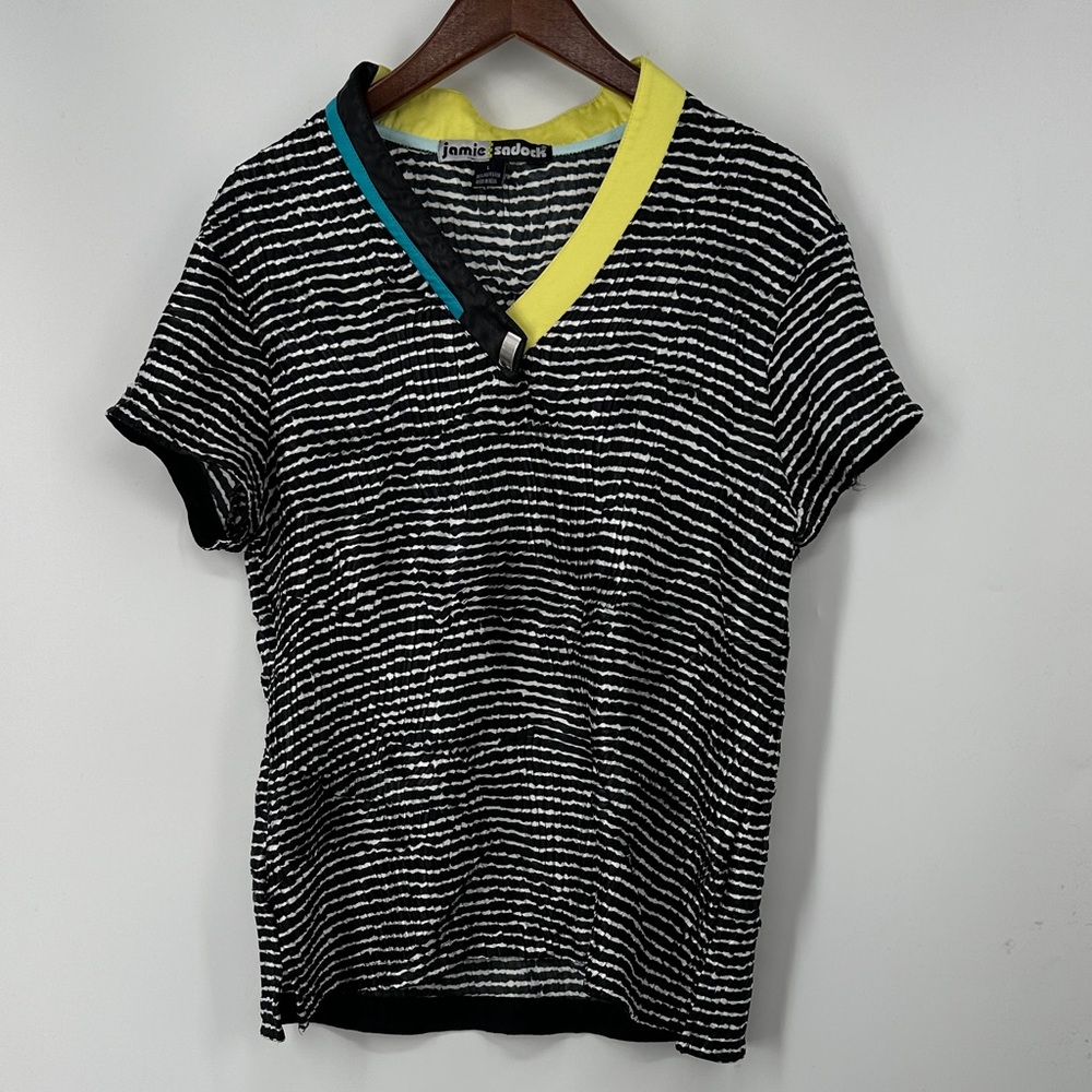 Jamie Sadock Striped Top with Yellow and Blue Trim